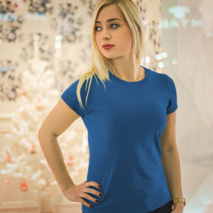 Женская футболка стрейч синяя фото