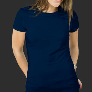 Женская футболка хлопок темно-синяя фото