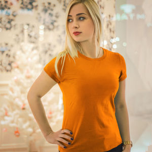 Женская футболка стрейч оранжевая фото